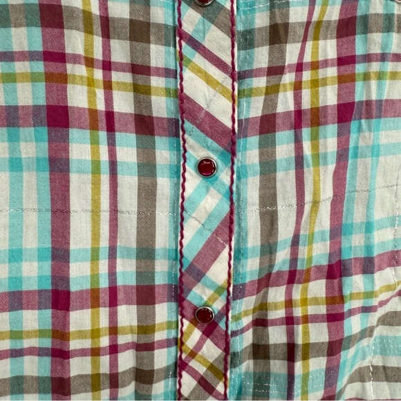 Ariat Women's Long Sleeve Top Plaid Pearl Snap Shirt Size XL Sequins Western - Picture 5 of 10